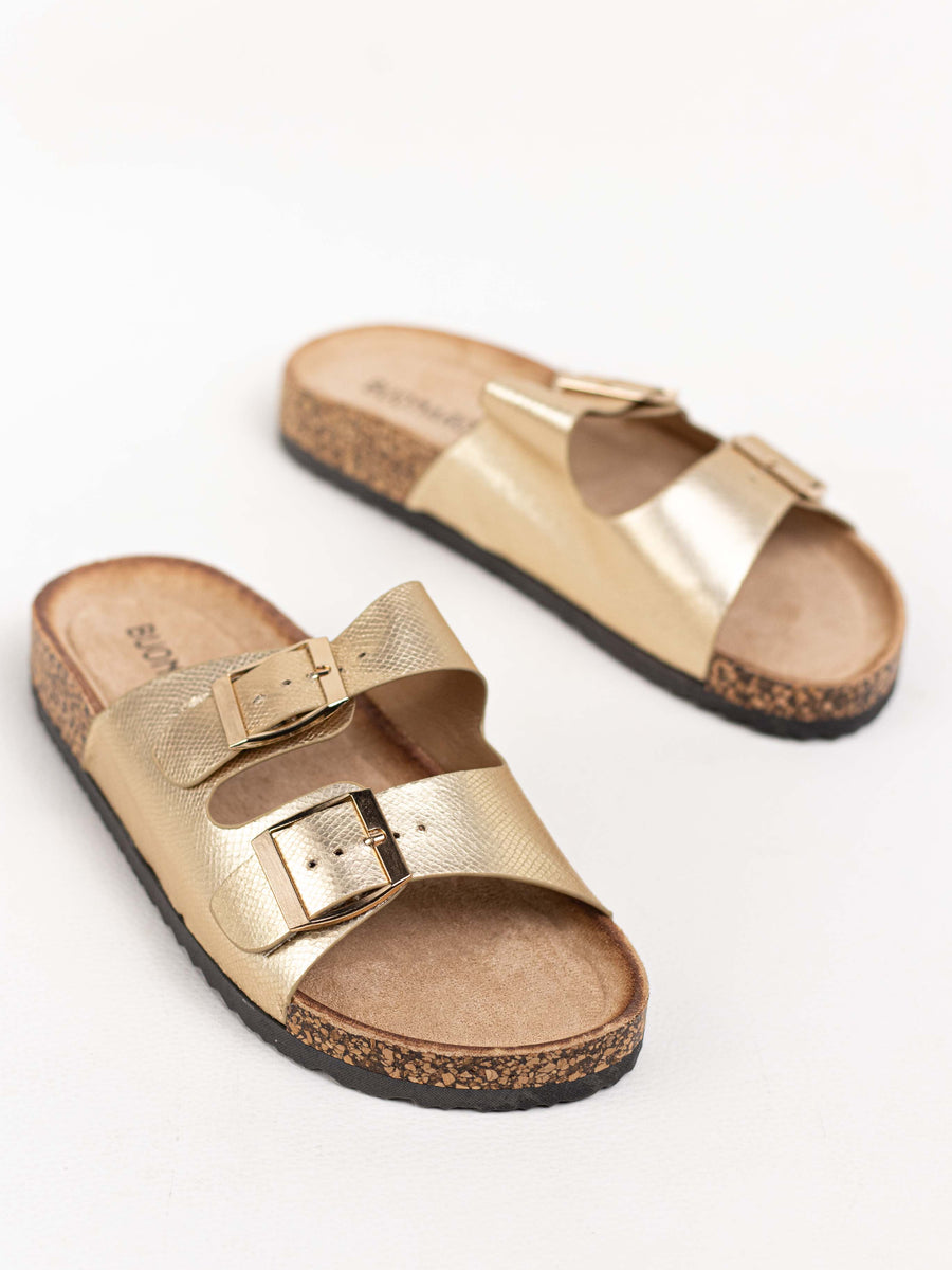 Sandalias doble hebilla suela corcho