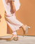 Zapatos dorados mujer de tacón bajo diseño trenzado para vestir