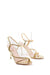 Sandalias doradas tacón alto mujer con adorno strass estilo elegante