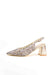 Zapatos dorados mujer de tacón bajo diseño trenzado para vestir