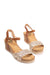 Sandalias doradas cuñas medianas de corcho con plataforma con tiras trenzadas mujer con hebilla