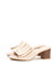 Sandalias tacón mediano efecto madera mules con adorno de hebilla