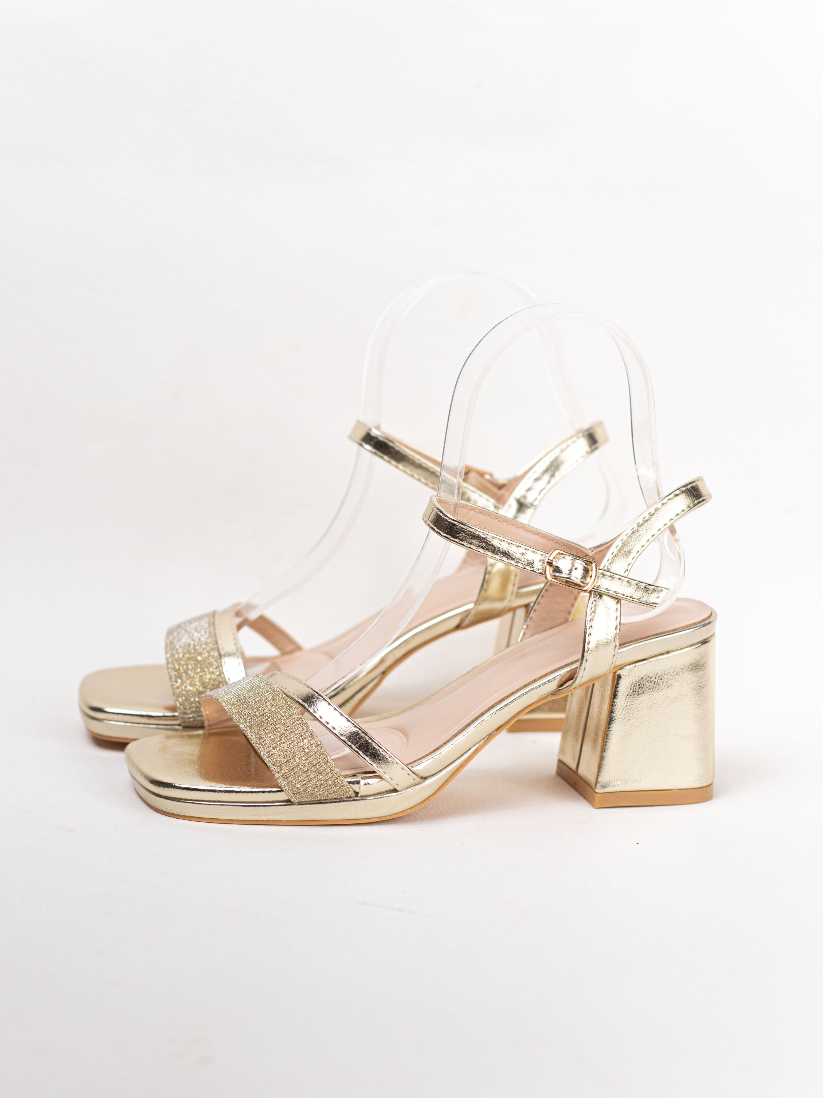 Sandalias Plataforma Sandalias Doradas Mujer Tacon Tacón Medio