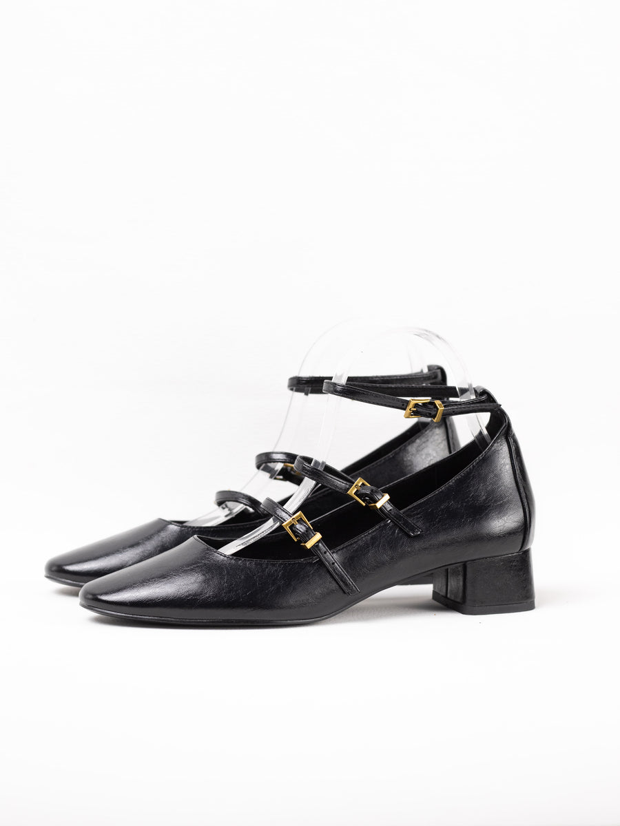 Zapatos Mary Jane Ruby Shoo Gillian – Tacón Bajo 55mm, Cómodos, Diseños Floral Ocre Y Negro Con Rojo