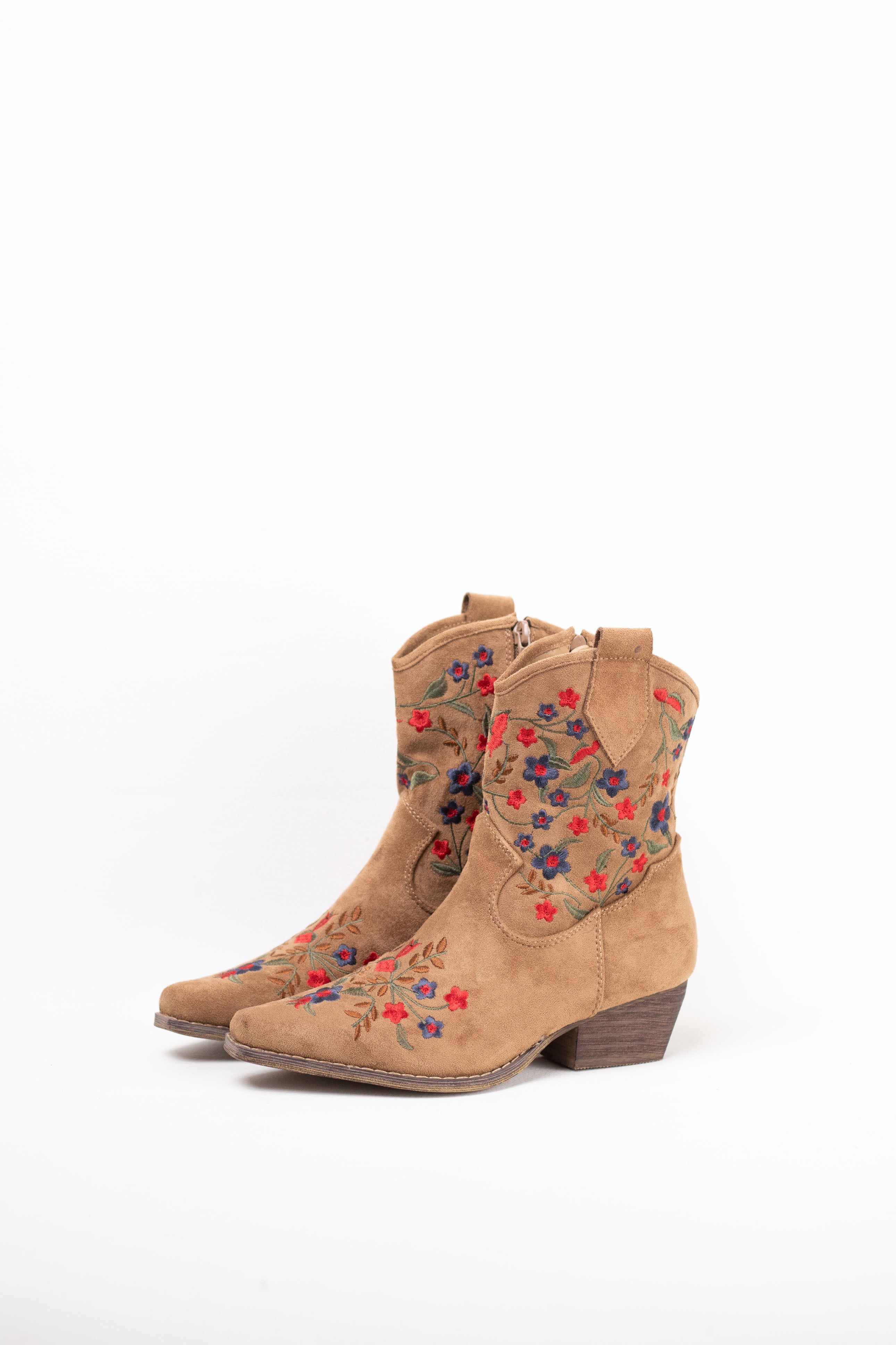 Botines Vaqueros Botines Flores Botines Cowboy Mujer Tacón Bajo