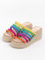 Sandalias cuñas plataforma yute con tiras multicolor