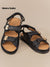 sandalias planas negras acolchadas con suela gruesa wide fit Hemera Studios