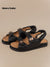 sandalias planas negras acolchadas con suela gruesa wide fit Hemera Studios