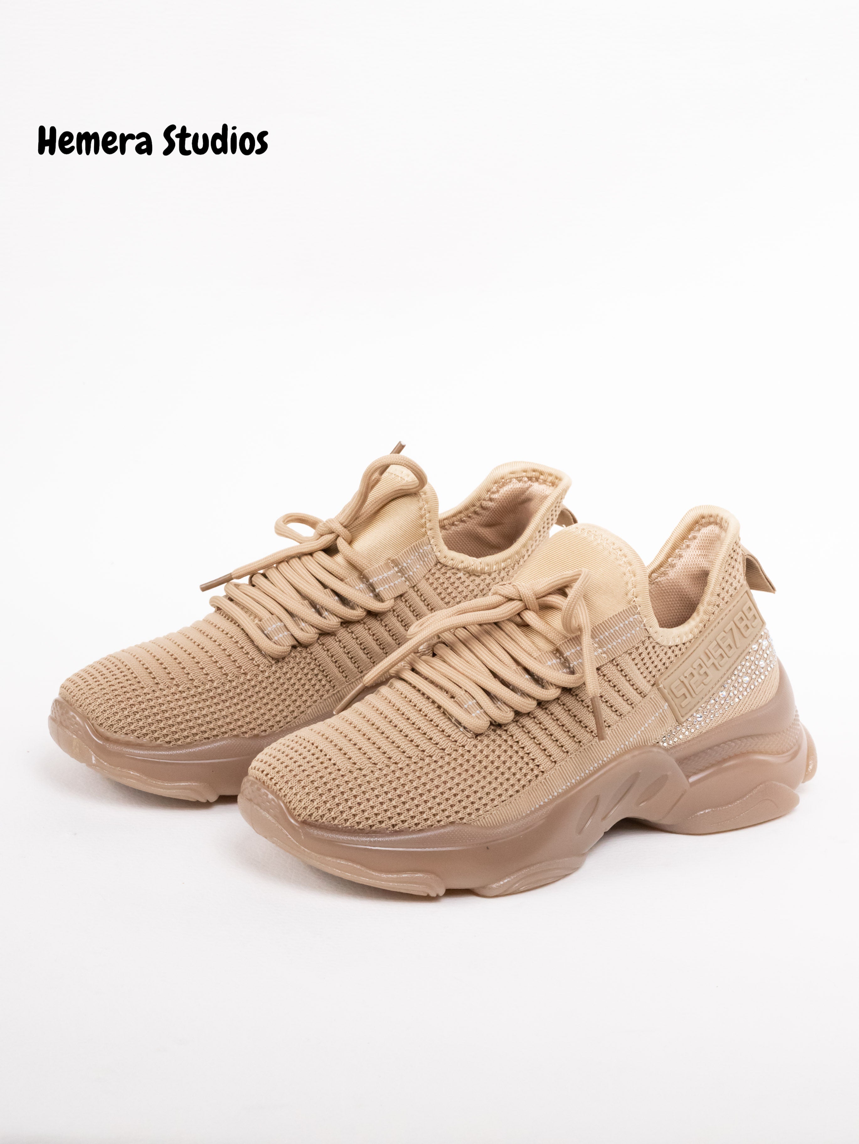 Zapatillas deportivas de calcetín con suela gorda con brillos