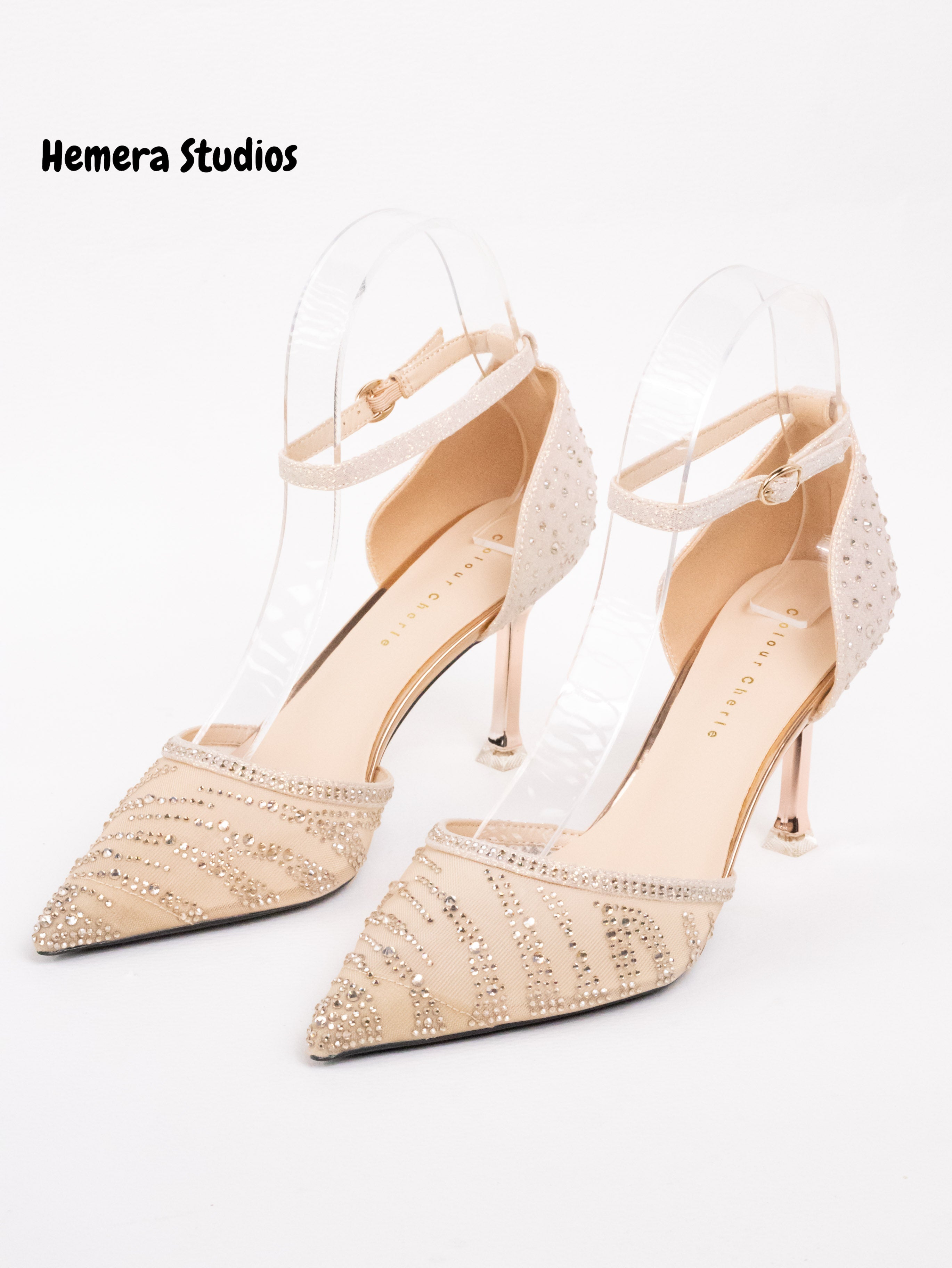 Zapatos de tacon para mujer adornado con pedreria